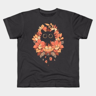 Feline Spy - cute floral black cat Kids T-Shirt